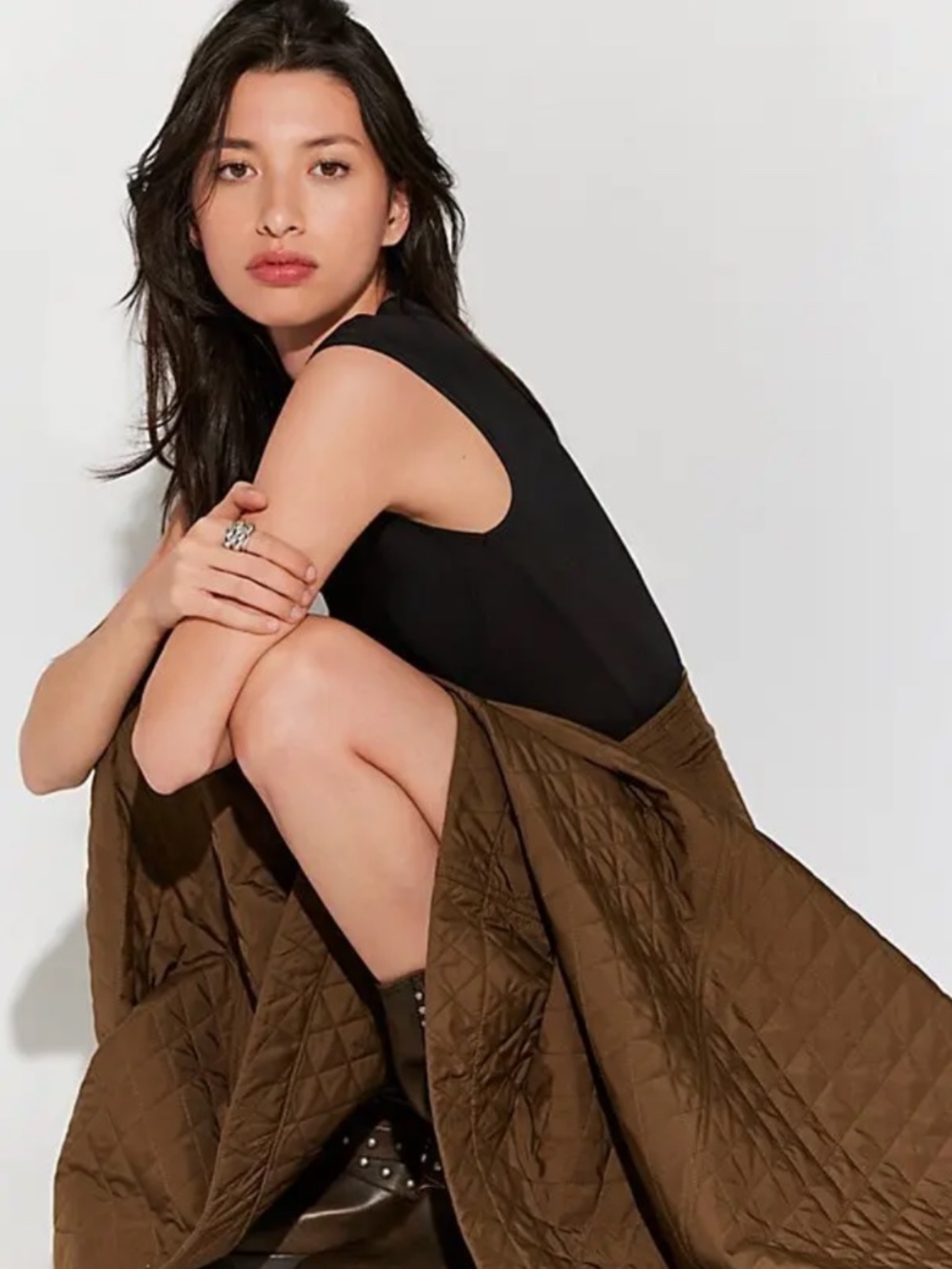 Norma Kamali Long Quilted 'Grace' Skirt in Bark (NWT) - Picture 3 of 10